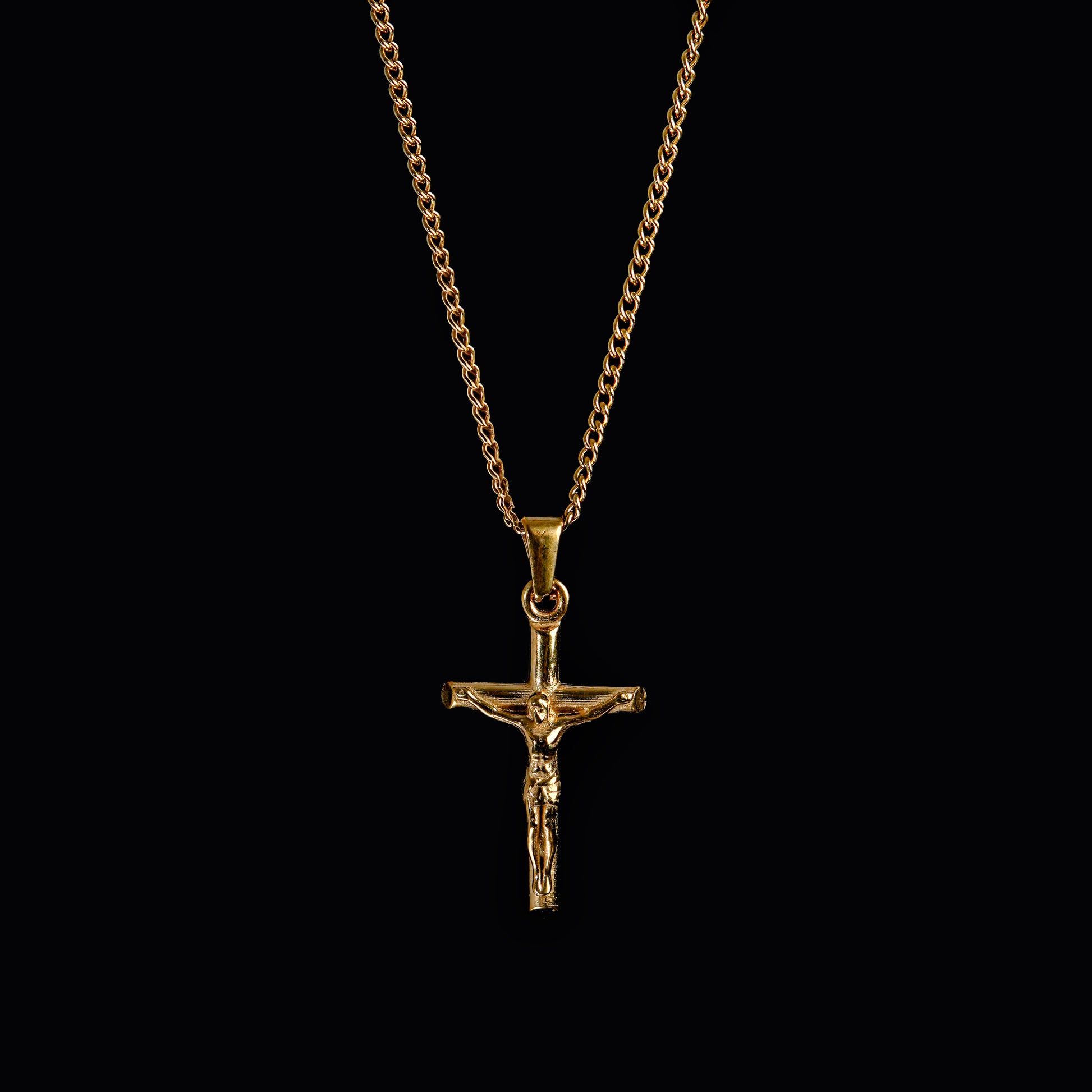 Gold Crucifix Pendant with Chain