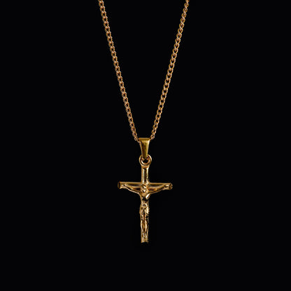 Gold Crucifix Pendant with Chain