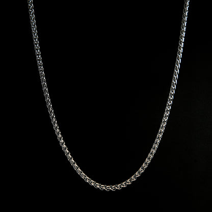 Silver Wheat Chain Necklace Men's