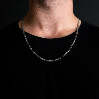 Silver Skinny Hackney Chain Necklace