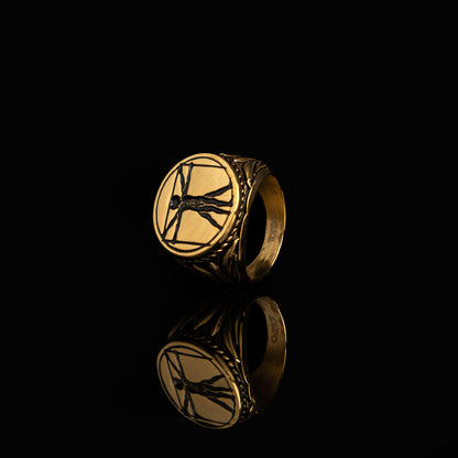 Vitruvian Man Gold Ring